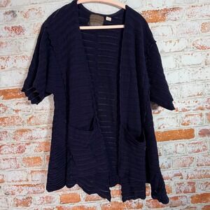 Guinevere Anthropologie Cardigan Womens Small Blue Pointelle Knit Cashmere Blend